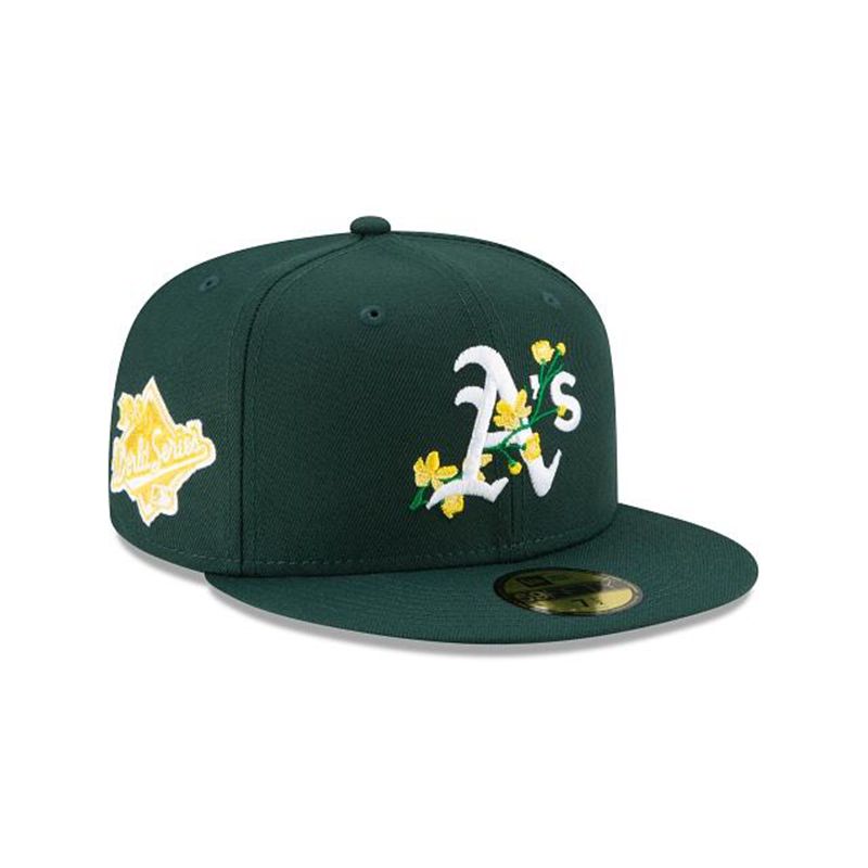 MLB Oakland Athletics Side Patch Bloom 59Fifty Fitted (MBU5074) - Green New Era Caps